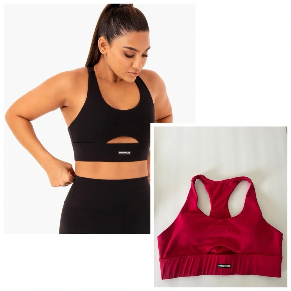 RYDERWEAR RED BASE RACER BACK SPORTS BRA Size M.
